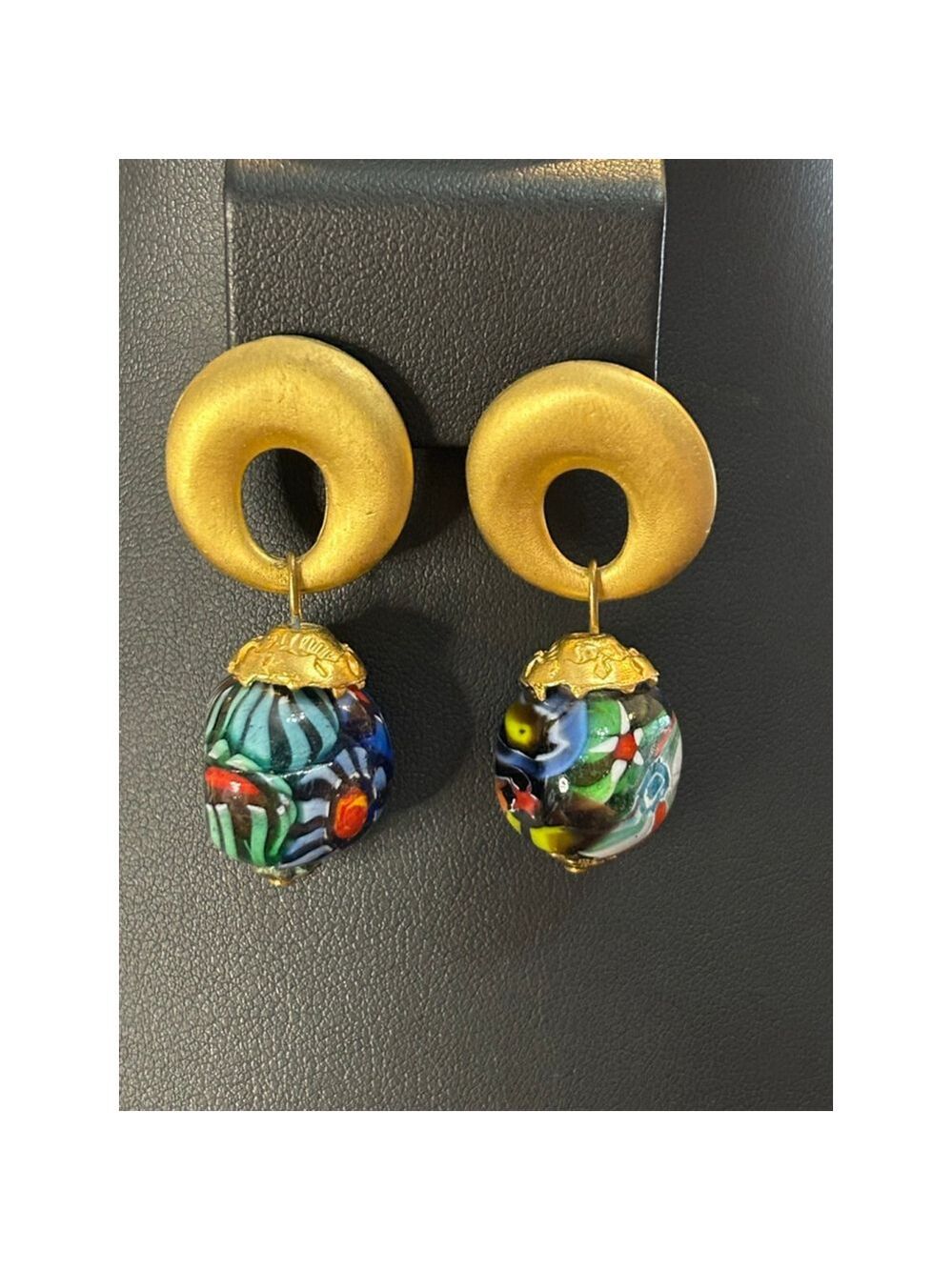 Womens gorgeous, unique glass Drop Earrings Multi-color